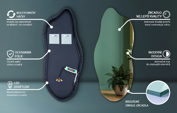 Espejo original con luz led 35x80 cm