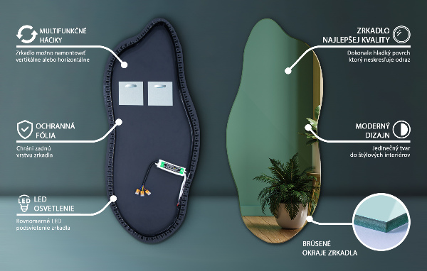 Espejo original con luz led 40x90 cm