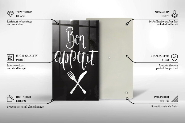De vidrio templado Inscripción de Bon appetit