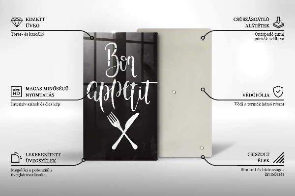 De vidrio templado Inscripción de Bon appetit