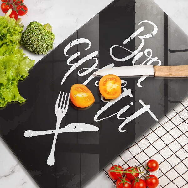 De vidrio templado Inscripción de Bon appetit