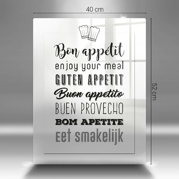 De vidrio templado Inscripción de cocina diciendo