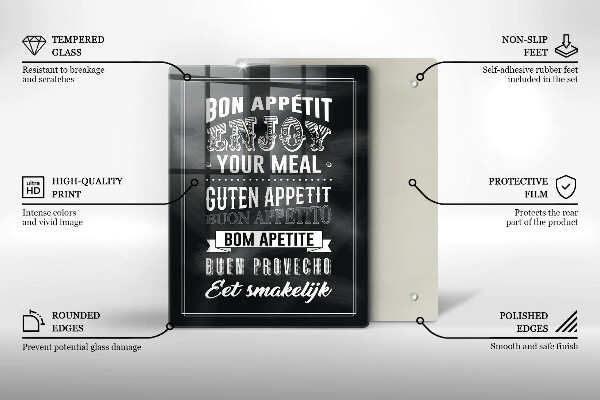 De vidrio templado Inscripción para la cocina frase