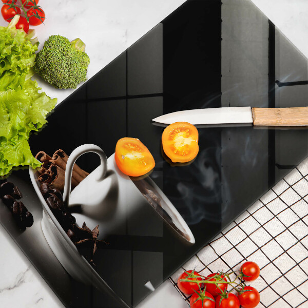 De vidrio templado Una taza de café caliente