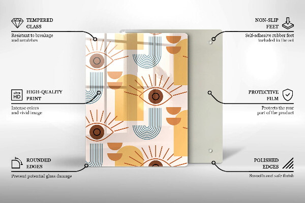 De vidrio templado Patrón de ojos boho