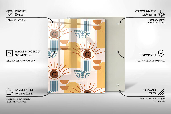 De vidrio templado Patrón de ojos boho