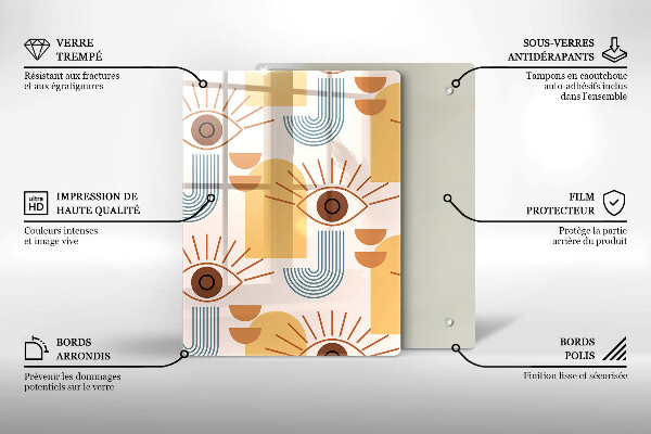 De vidrio templado Patrón de ojos boho