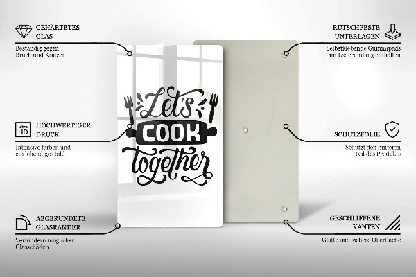 De vidrio templado Let's cook together