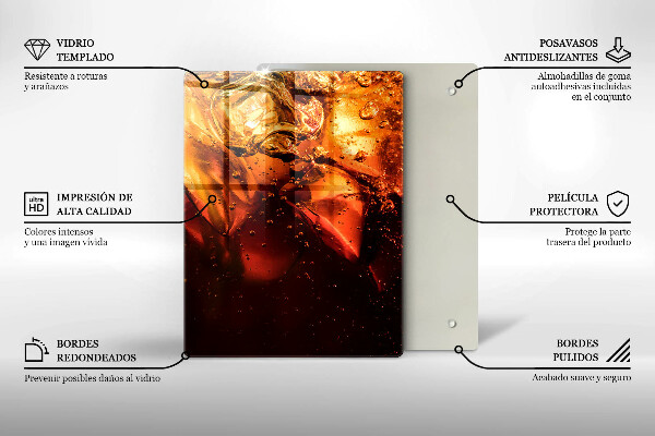 De vidrio templado Bebida de cola con hielo