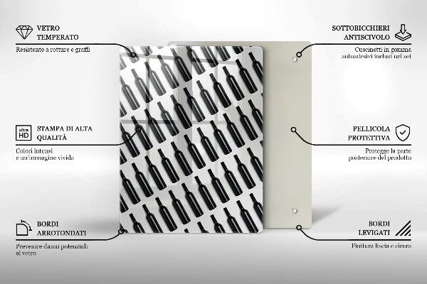 De vidrio templado botellas de vino negro