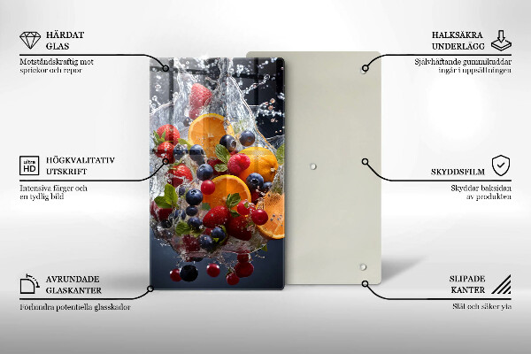 De vidrio templado frutas en agua