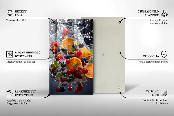 De vidrio templado frutas en agua