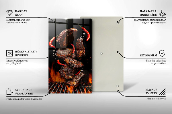 De vidrio templado Carne a la parrilla