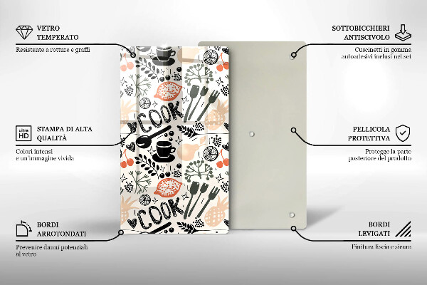 De vidrio templado Motivo de cocina de dibujos animados