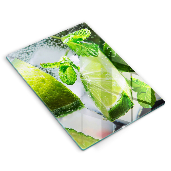 De vidrio templado Agua con lima y hielo