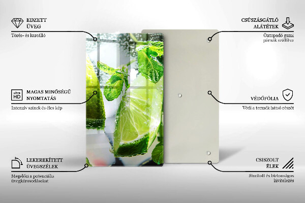 De vidrio templado Agua con lima y hielo