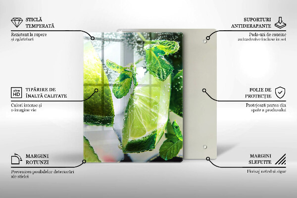 De vidrio templado Agua con lima y hielo