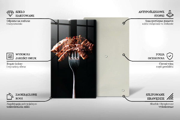 De vidrio templado Carne en un tenedor
