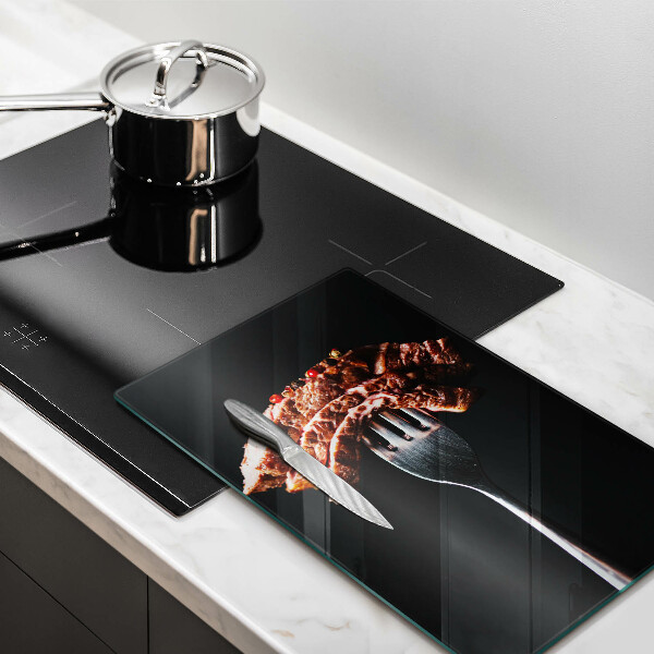 De vidrio templado Carne en un tenedor