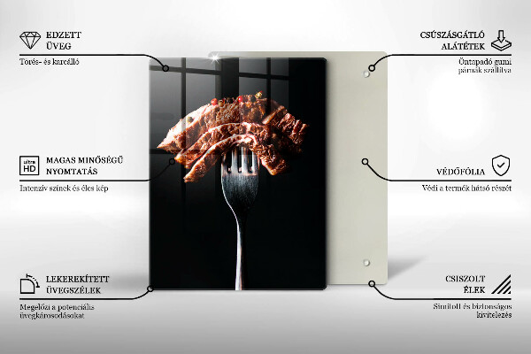 De vidrio templado Carne en un tenedor