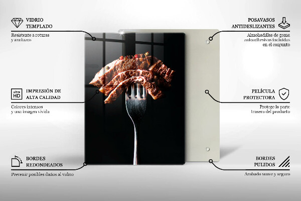 De vidrio templado Carne en un tenedor