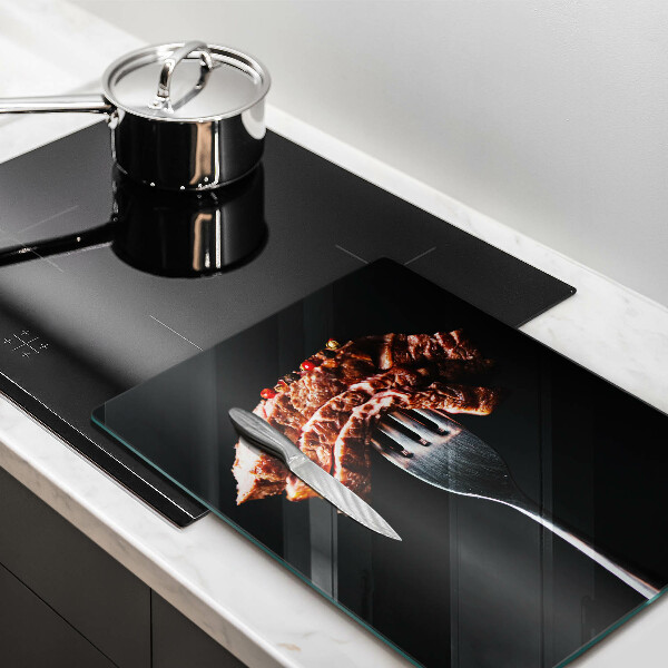 De vidrio templado Carne en un tenedor