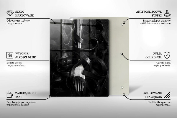 De vidrio templado Pasta negra y tenedor