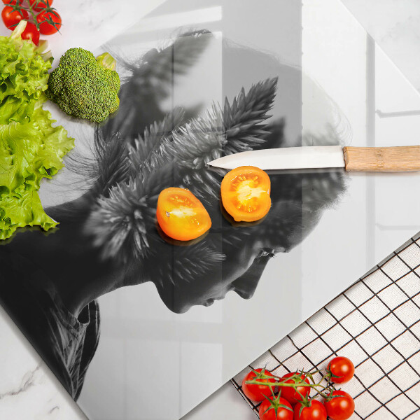 De vidrio templado mujer y bosque