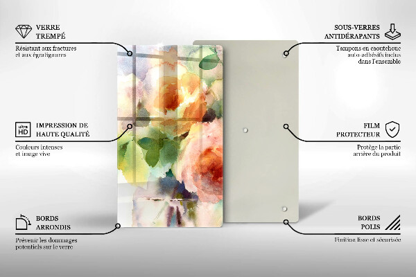 De vidrio templado flores pintadas