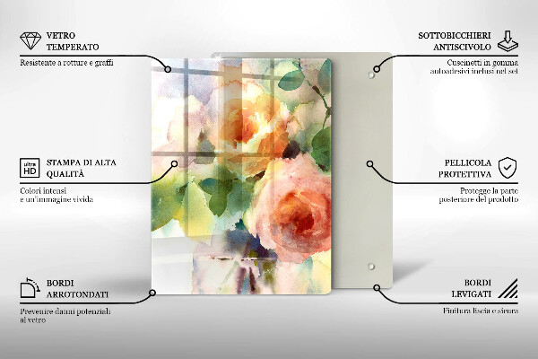 De vidrio templado flores pintadas