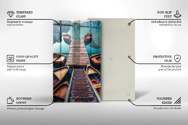 De vidrio templado Barcos en el lago