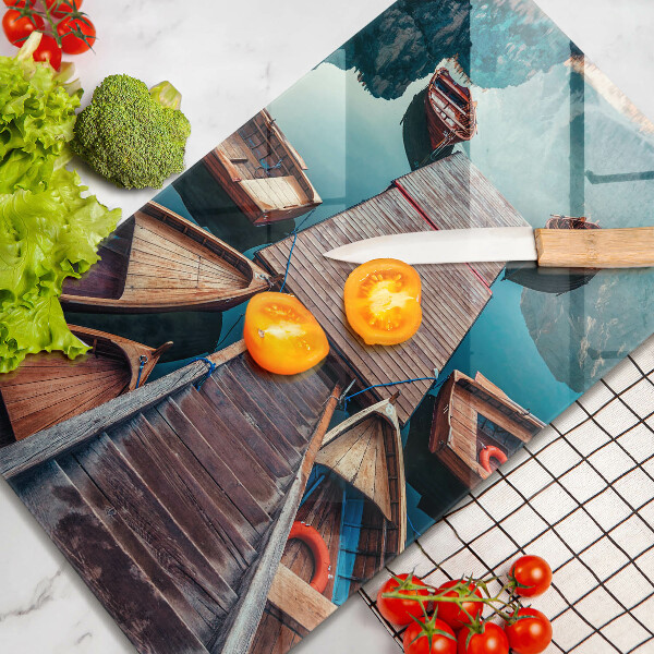 De vidrio templado Barcos en el lago