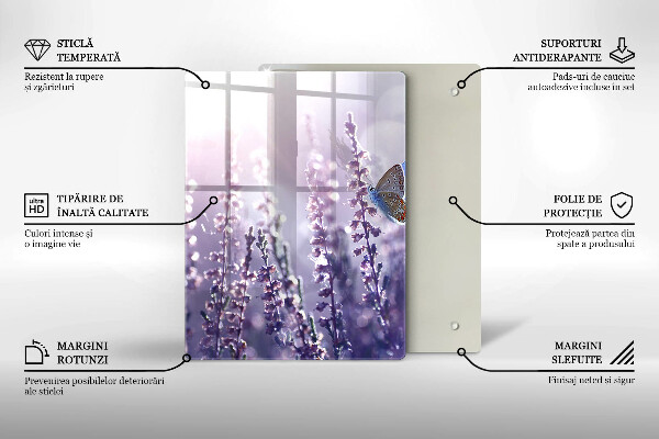 De vidrio templado Flores silvestres y mariposas