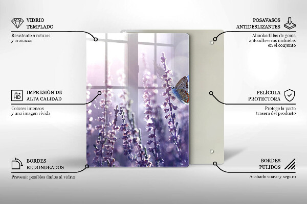 De vidrio templado Flores silvestres y mariposas