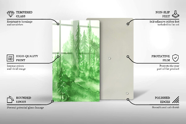 De vidrio templado bosque pintado