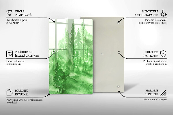 De vidrio templado bosque pintado