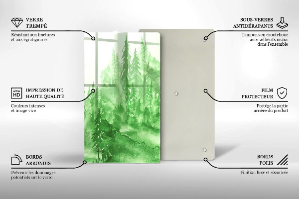 De vidrio templado bosque pintado