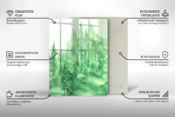 De vidrio templado bosque pintado