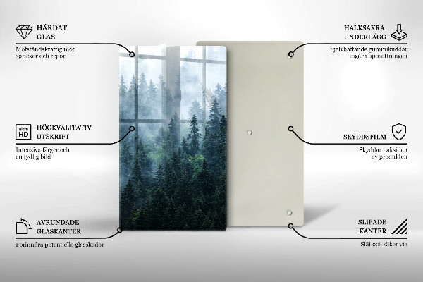 De vidrio templado Árboles forestales y niebla