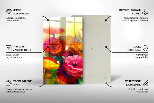 De vidrio templado Flores coloridas pintadas