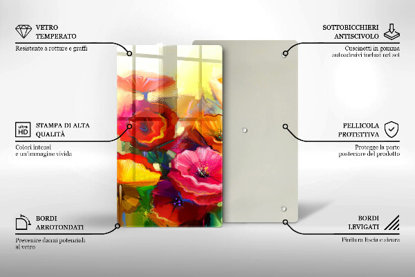 De vidrio templado Flores coloridas pintadas