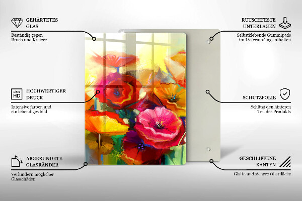 De vidrio templado Flores coloridas pintadas