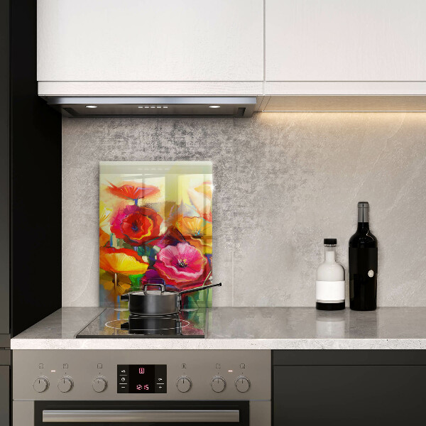 De vidrio templado Flores coloridas pintadas