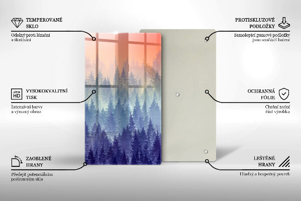 De vidrio templado bosque al atardecer