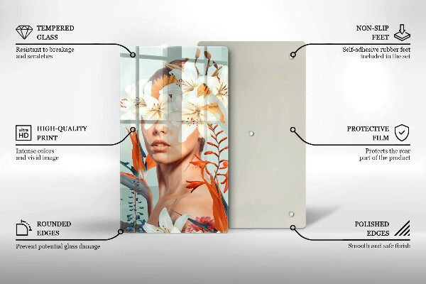 De vidrio templado mujer en flores