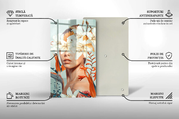 De vidrio templado mujer en flores