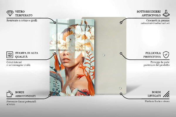 De vidrio templado mujer en flores