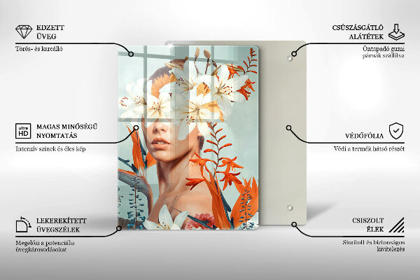 De vidrio templado mujer en flores