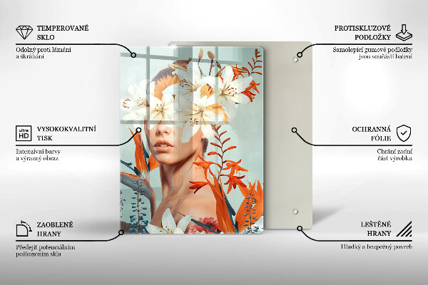 De vidrio templado mujer en flores