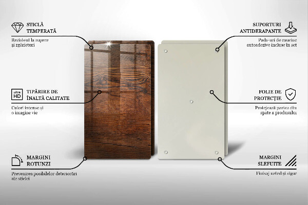 De vidrio templado Tablero de madera oscura